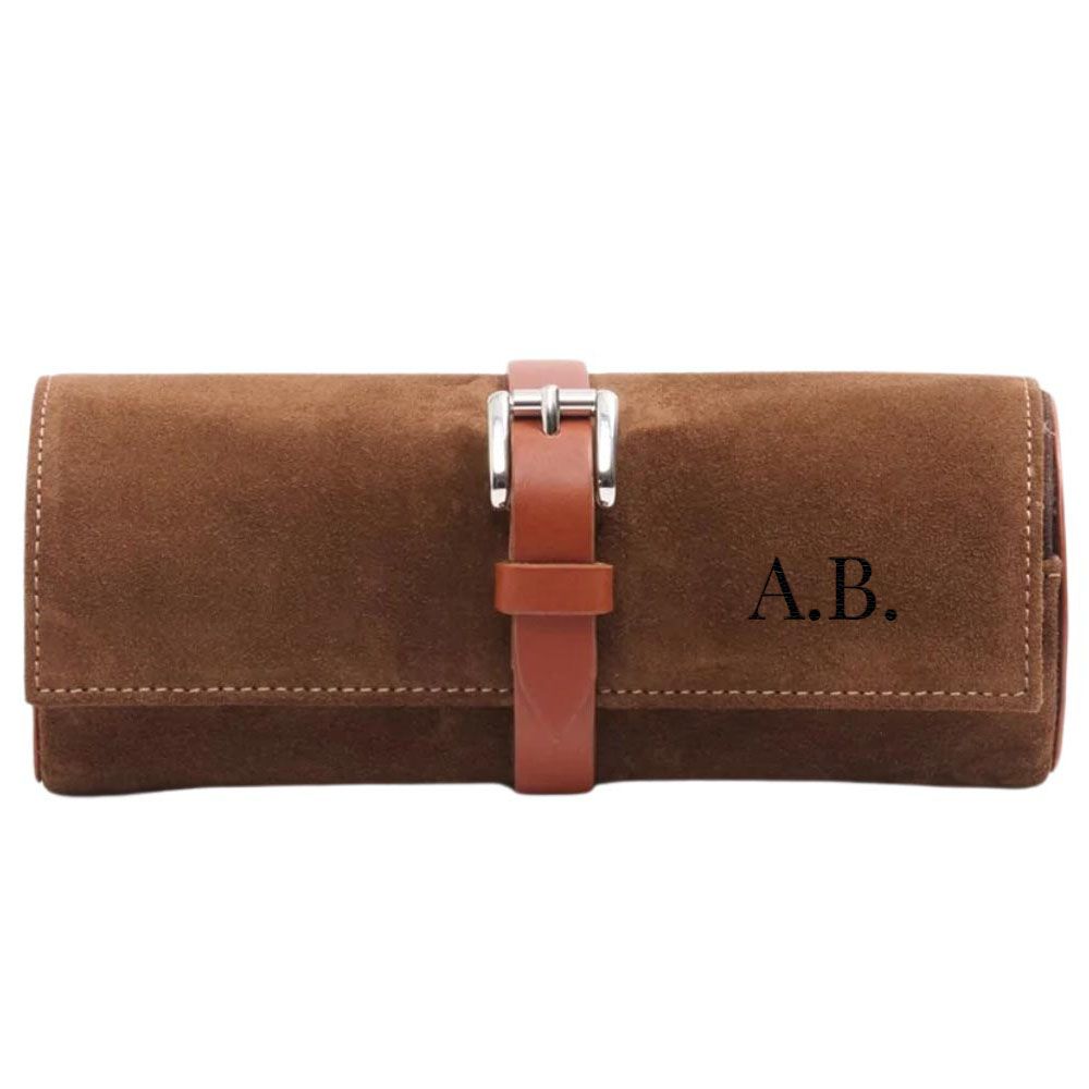 Personalised Triple Watch Case Deluxe - Tobacco