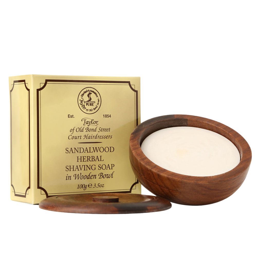Taylor Of Old Bond Street Sandalwood Shaving Soap In Wooden Bowl