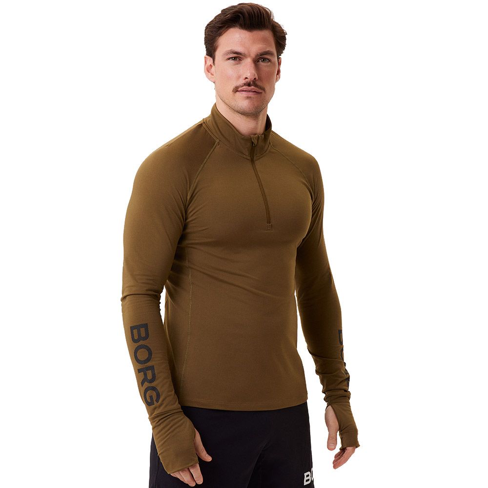 Björn Borg Borg Midlayer mit halbem Reißverschluss Dunkel-Olivgrün