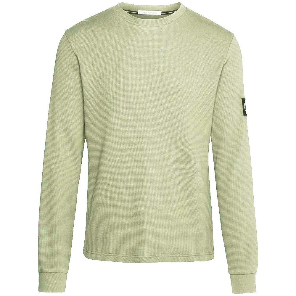 Calvin Klein Logo Badge Waffle Pullover - Green Haze