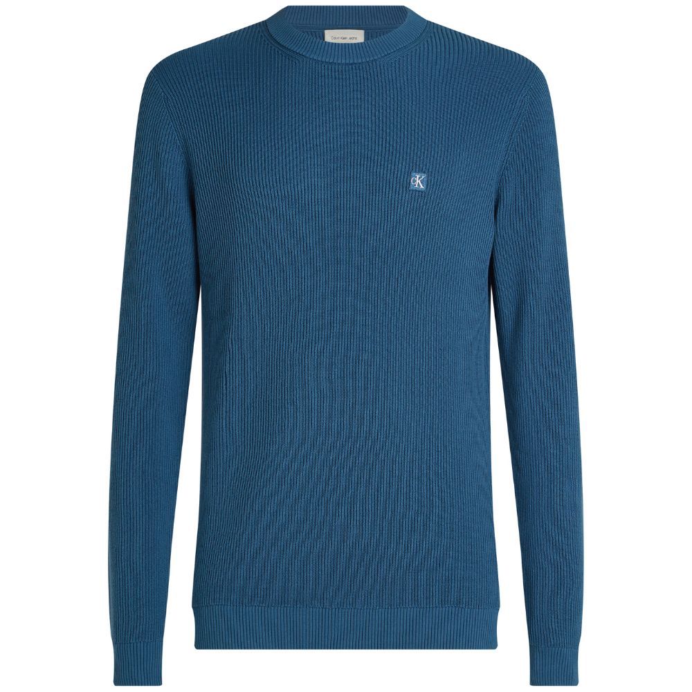Calvin Klein Ribbed Pullover With Logo - Blue