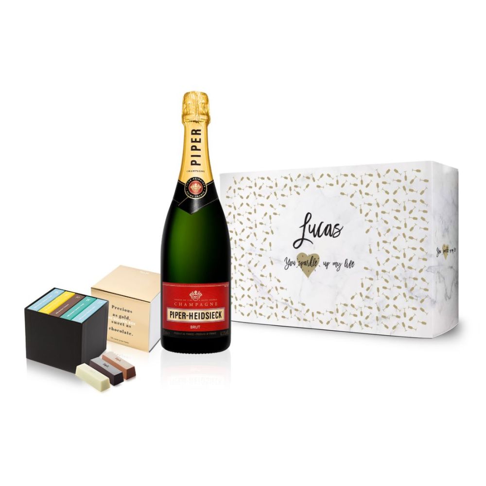 Champagne & Golden Chocolate Gift Box - Love Edition