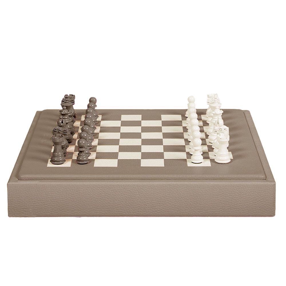 Hector Saxe Leather Chess Set - Taupe