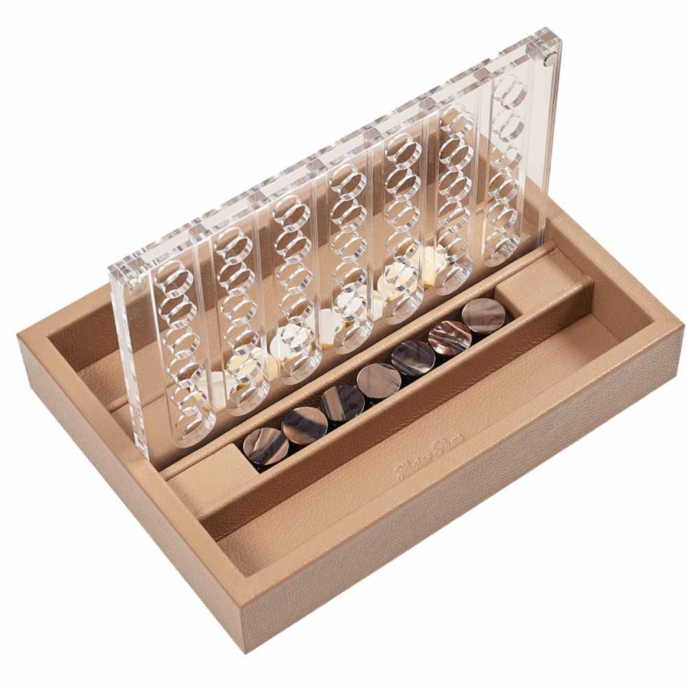 Jeu de Connect 4 en cuir Hector Saxe - Cognac