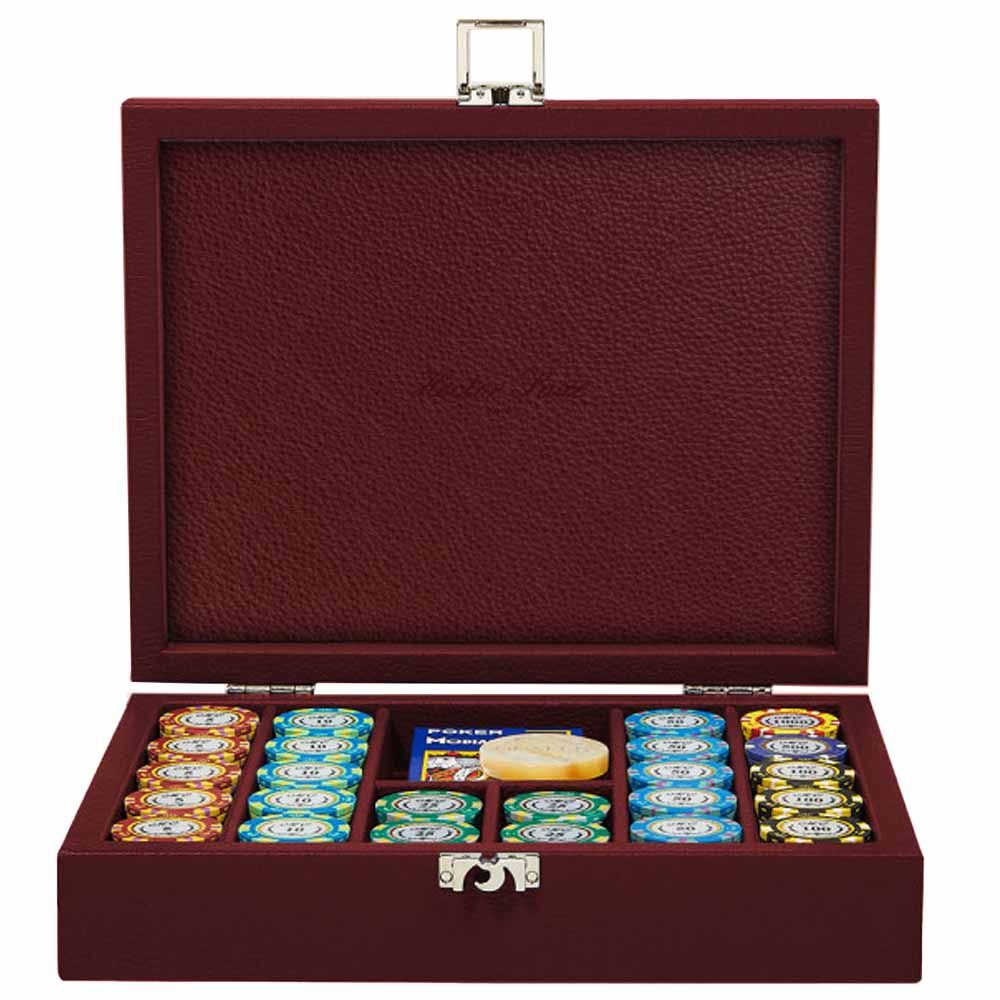 Hector Saxe Leder Poker Set - Burgunderrot