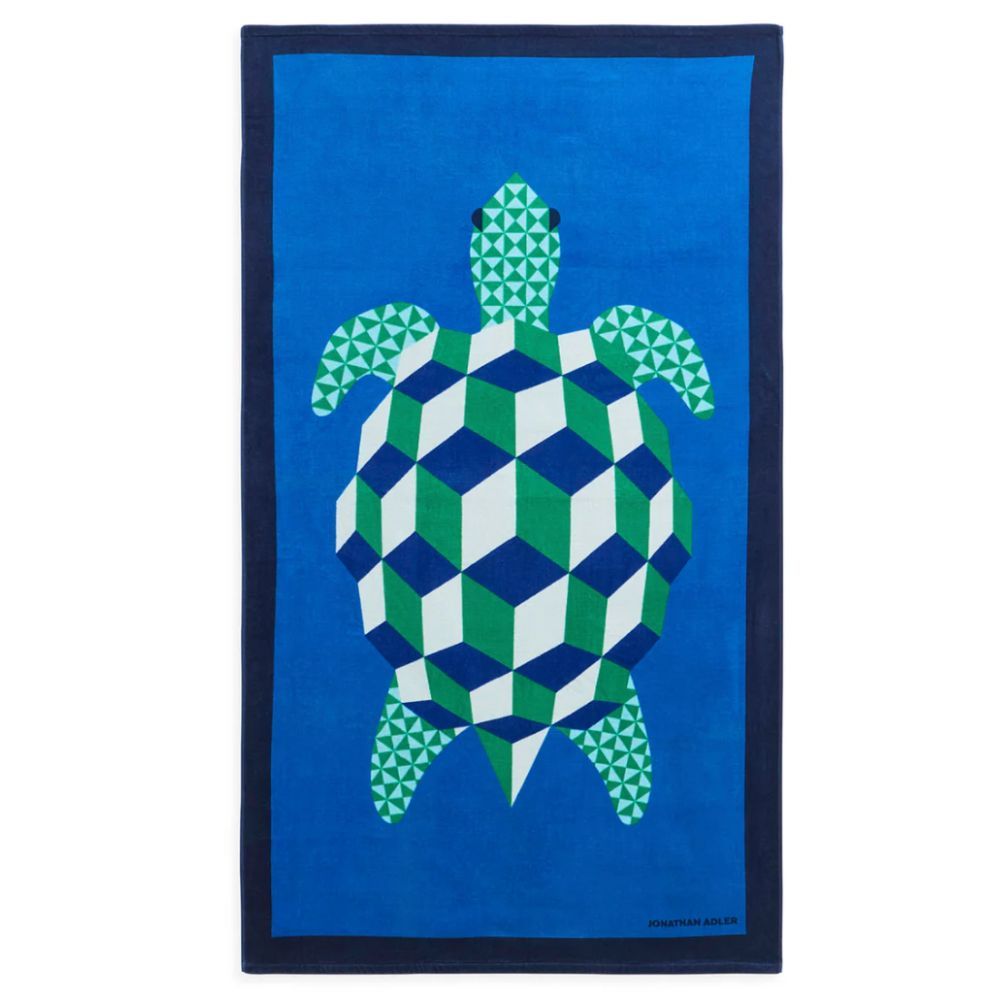 Jonathan Adler Beach Towel Turtle - Blue