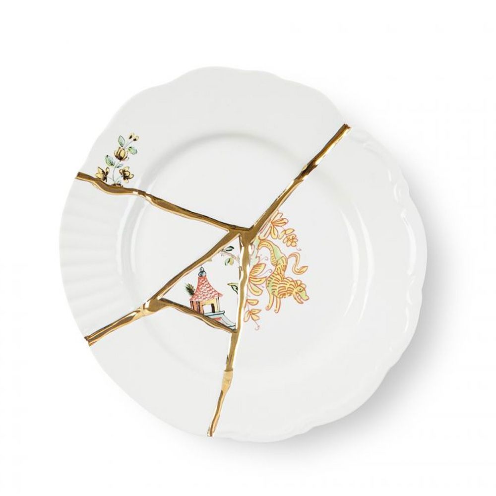 KINTSUGI-n'2" DESSERT PLATE IN PORCELAIN