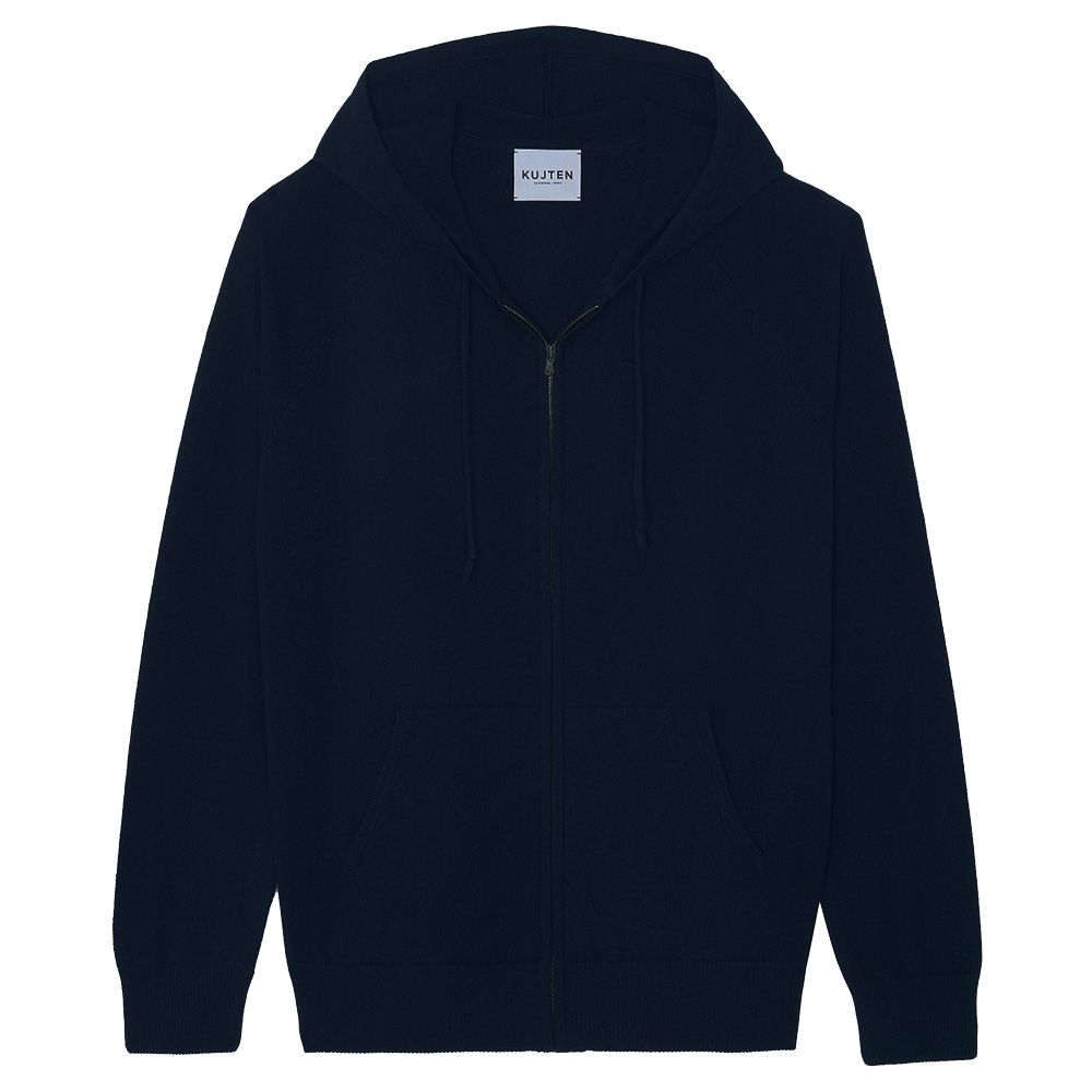 Kujten Rony Cashmere Zipped Hooded Vest - Navy