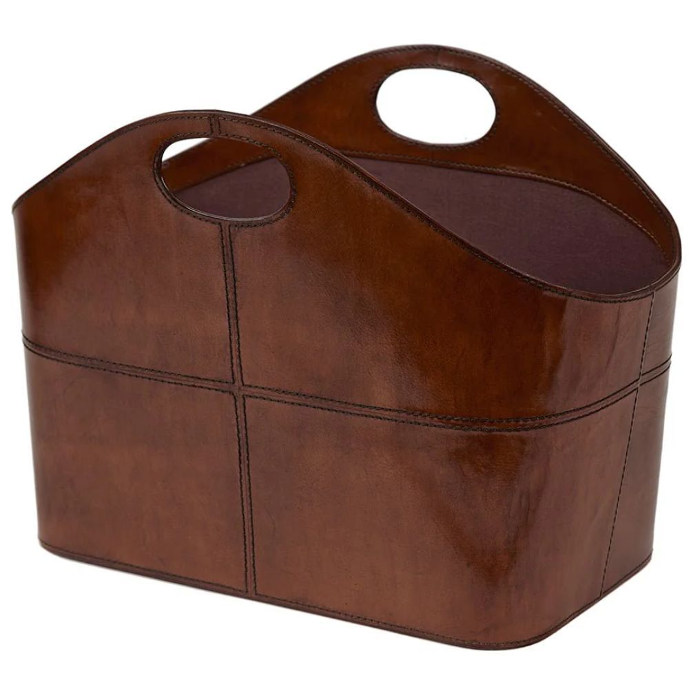 Life Of Riley Leather Magazine Basket