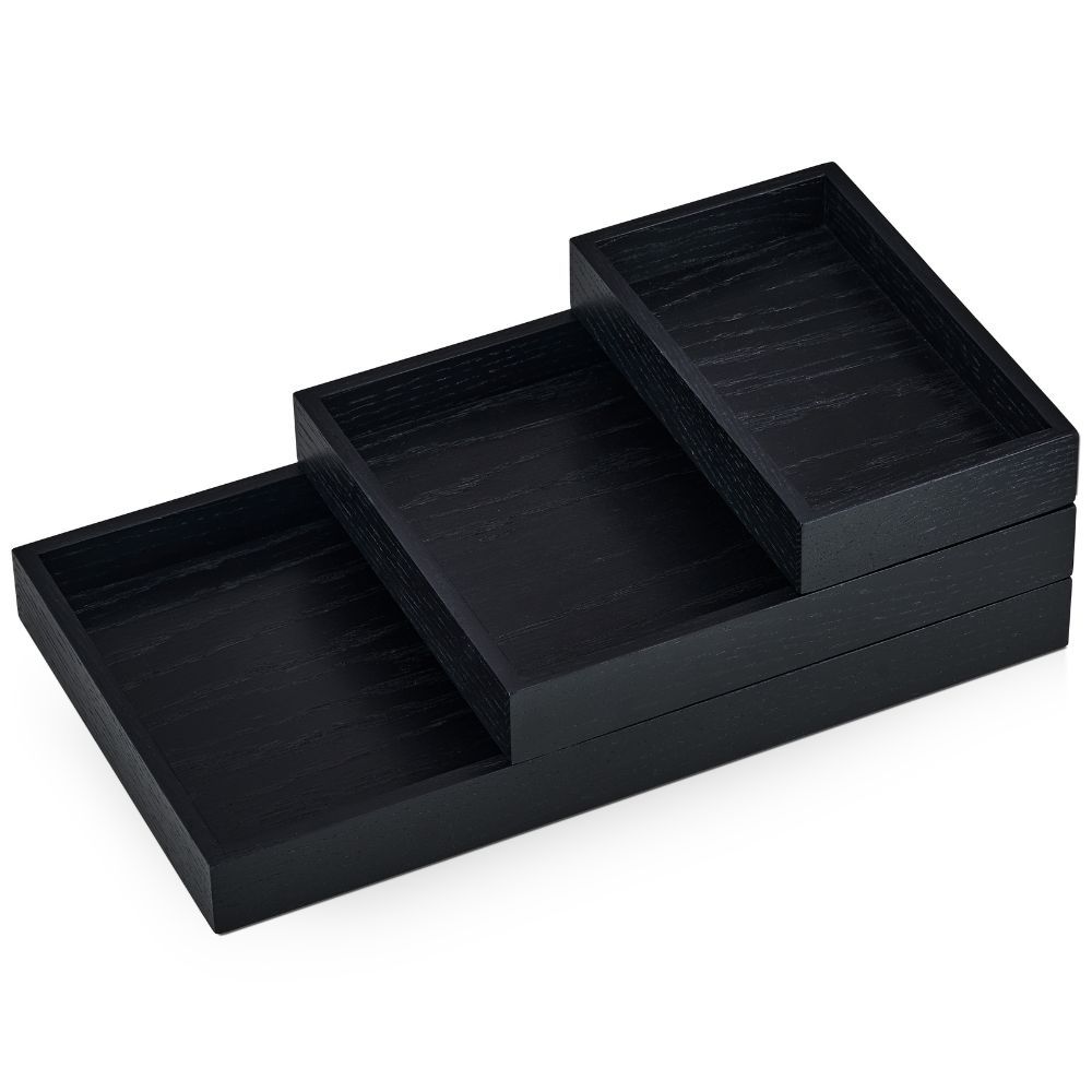 Oakywood Stackable Valet Tray Bundle Organizers - Black
