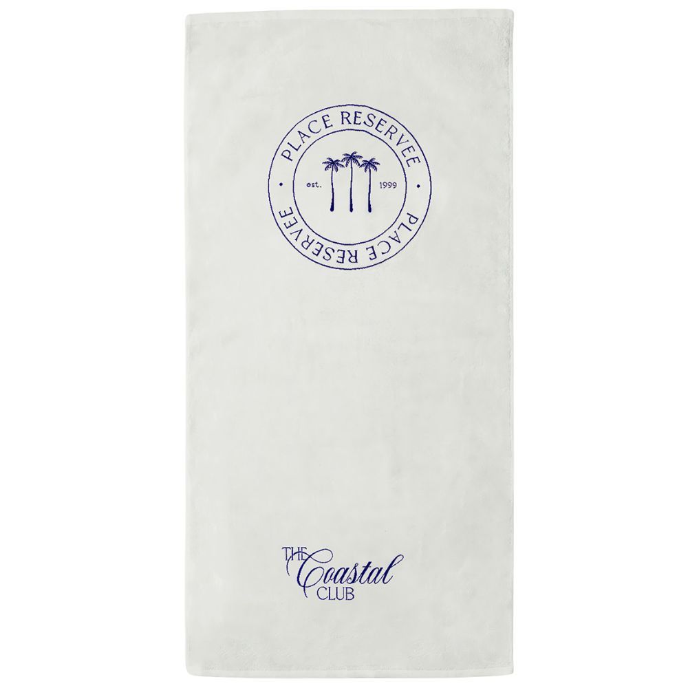 Place Reservee The Club Collection Beach Towel - Ecru/Marine Blue