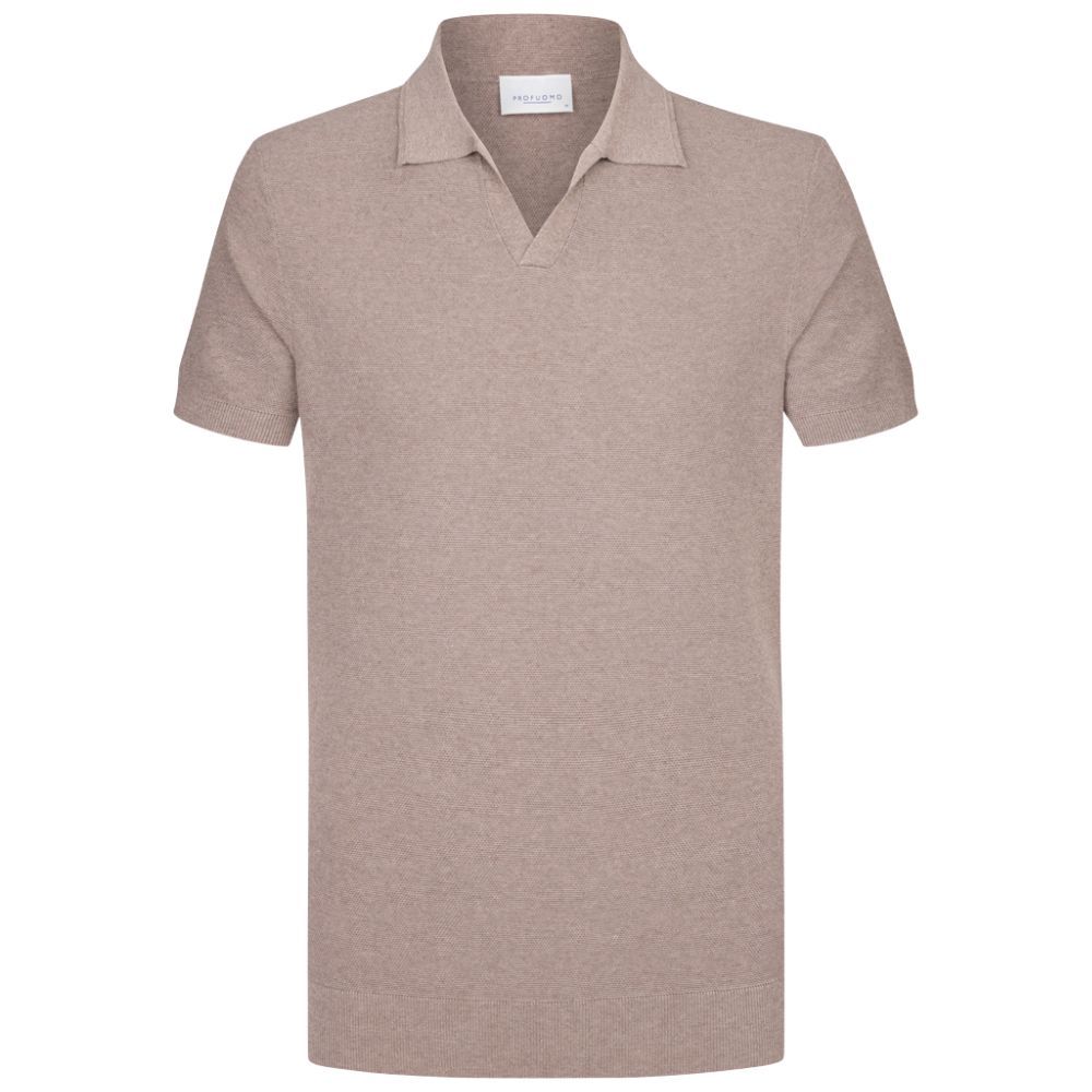 Profuomo Luxury Basic Polo Open Collar - Brown