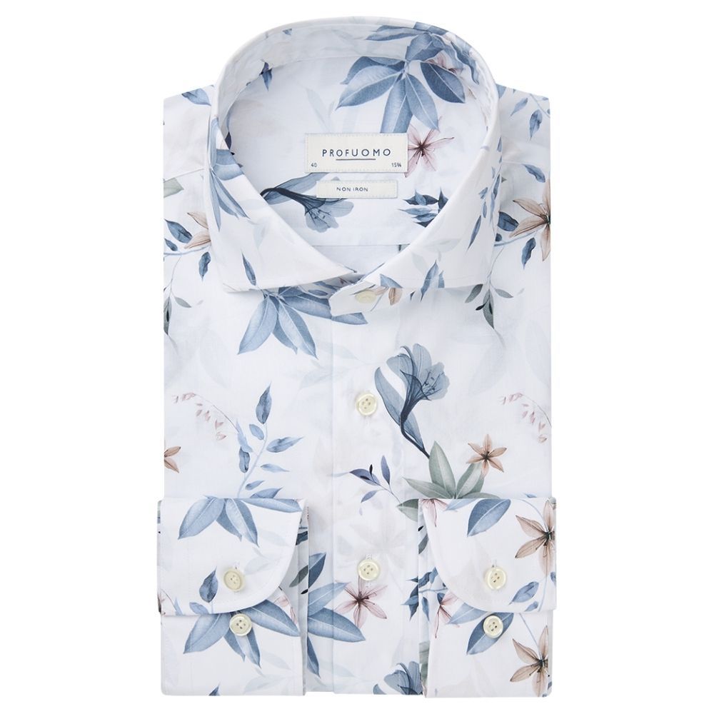 Profuomo Floral Print Non-Iron Shirt - Multi