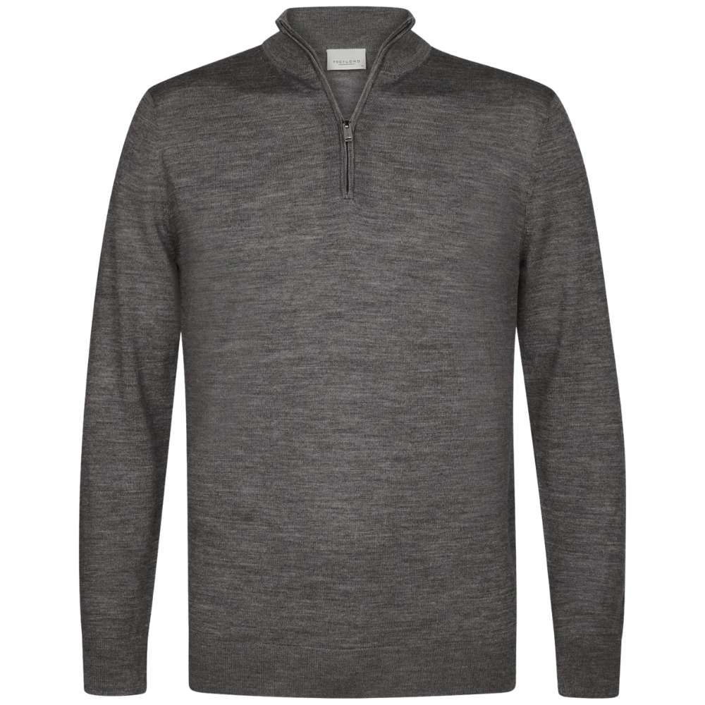 Profuomo Merino Woolen Half-Zip Pullover - Grey