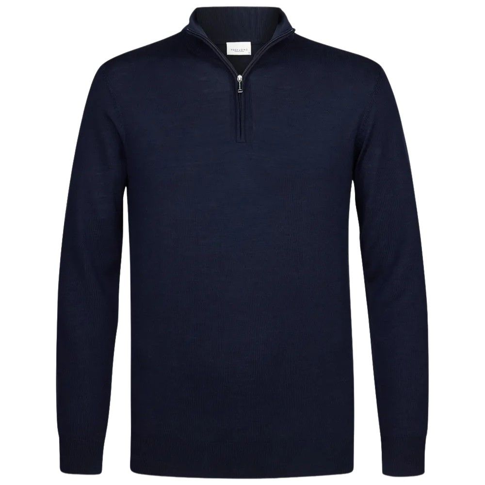 Profuomo Merino Woolen Half-Zip Pullover - Navy