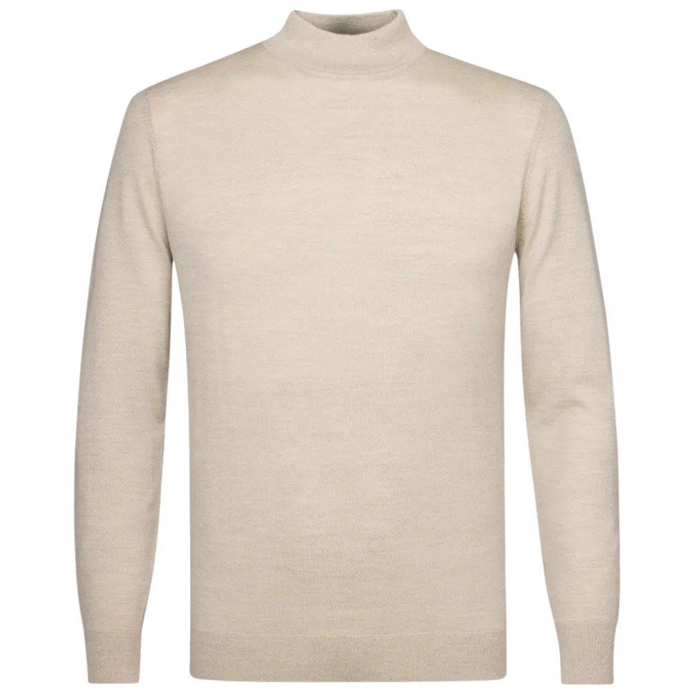 Profuomo Merino Woolen Mockneck Pullover - Beige