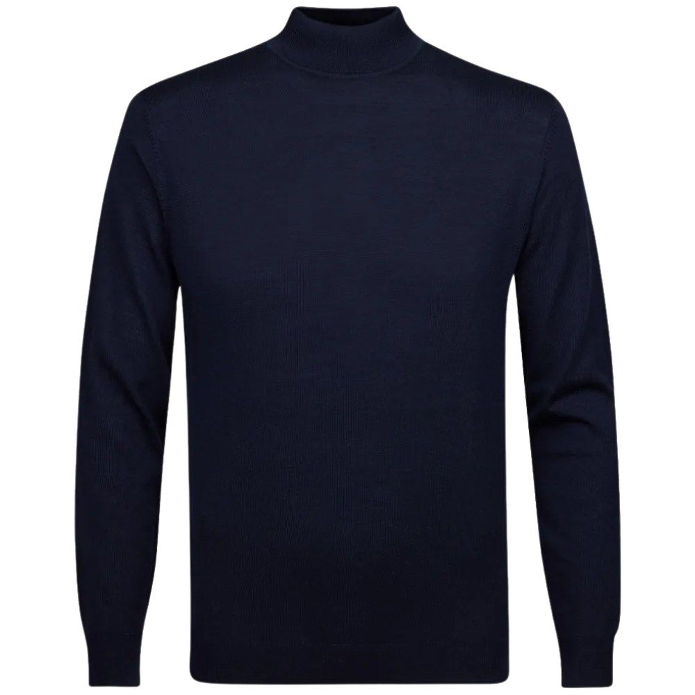 Profuomo Merino Woolen Mockneck Pullover - Navy