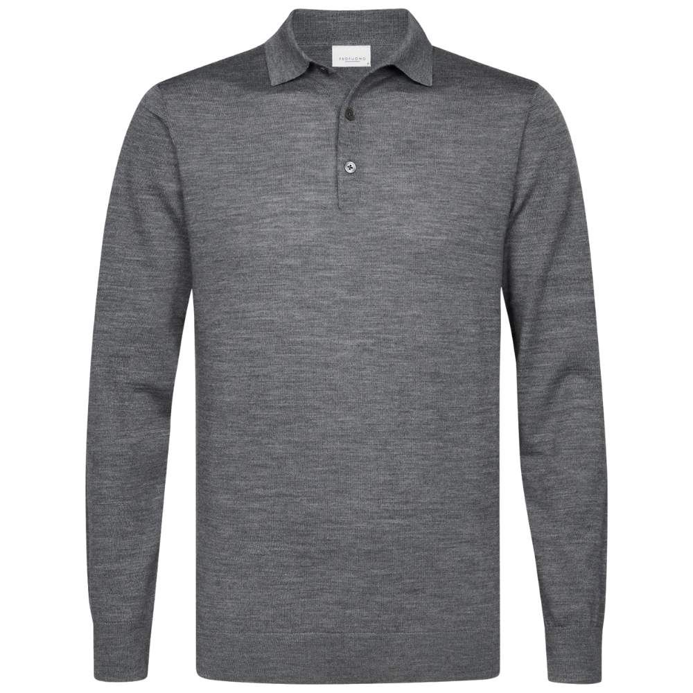 Profuomo Merino Woolen Polo - Grey
