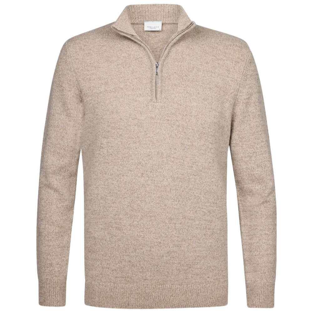 Profuomo Woolen Pullover Half Zip - Taupe