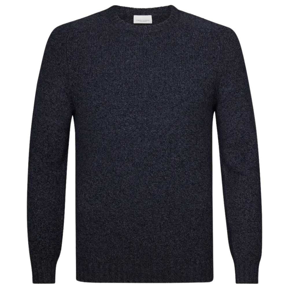 Profuomo Boiled Woolen Crewneck Pullover - Navy
