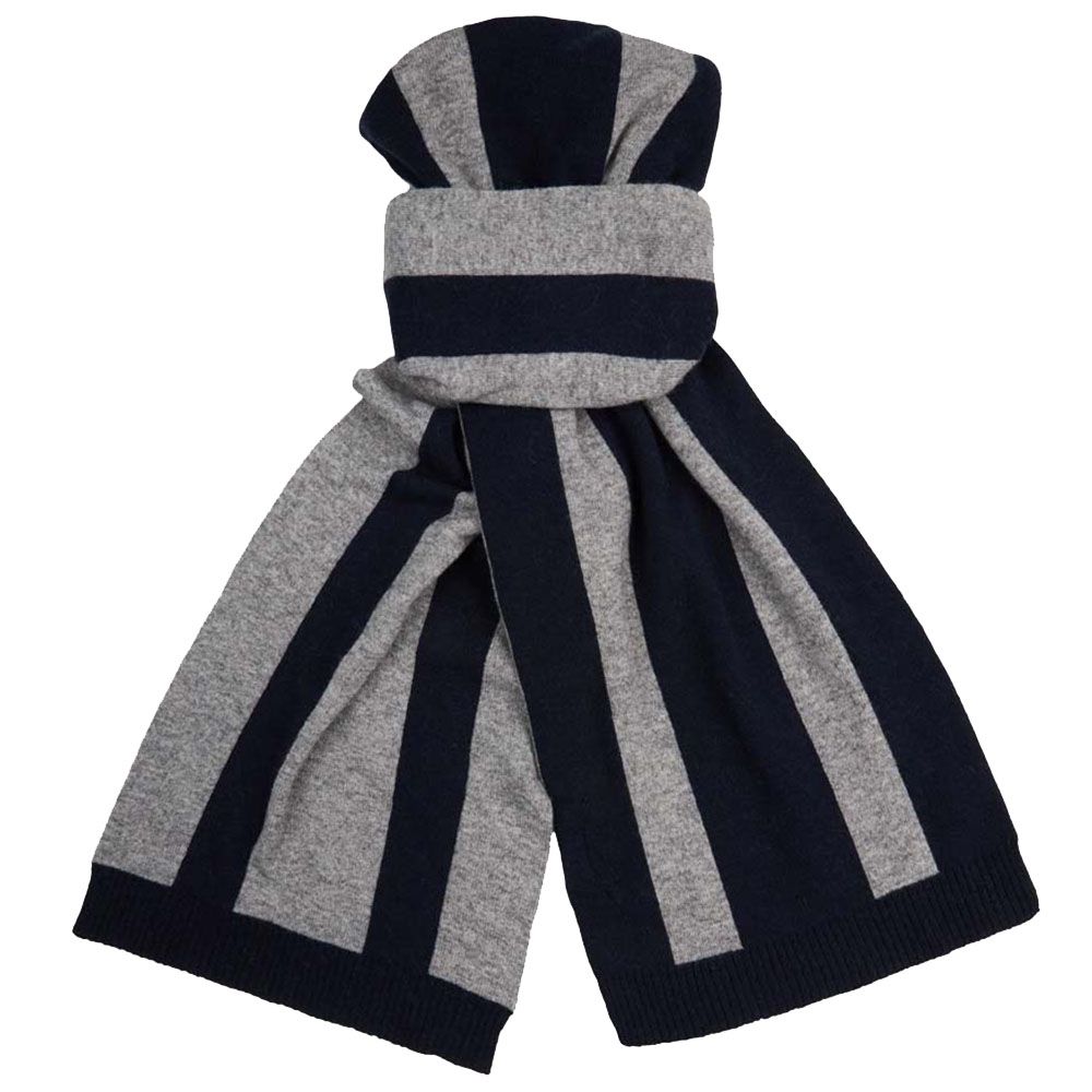 Profuomo Écharpe Tricotée En Laine Et Cachemire - Marine & Gris