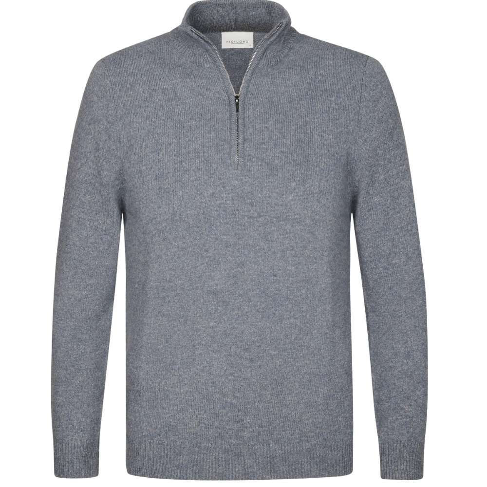 Profuomo Woolen Half-Zip Pullover - Blue