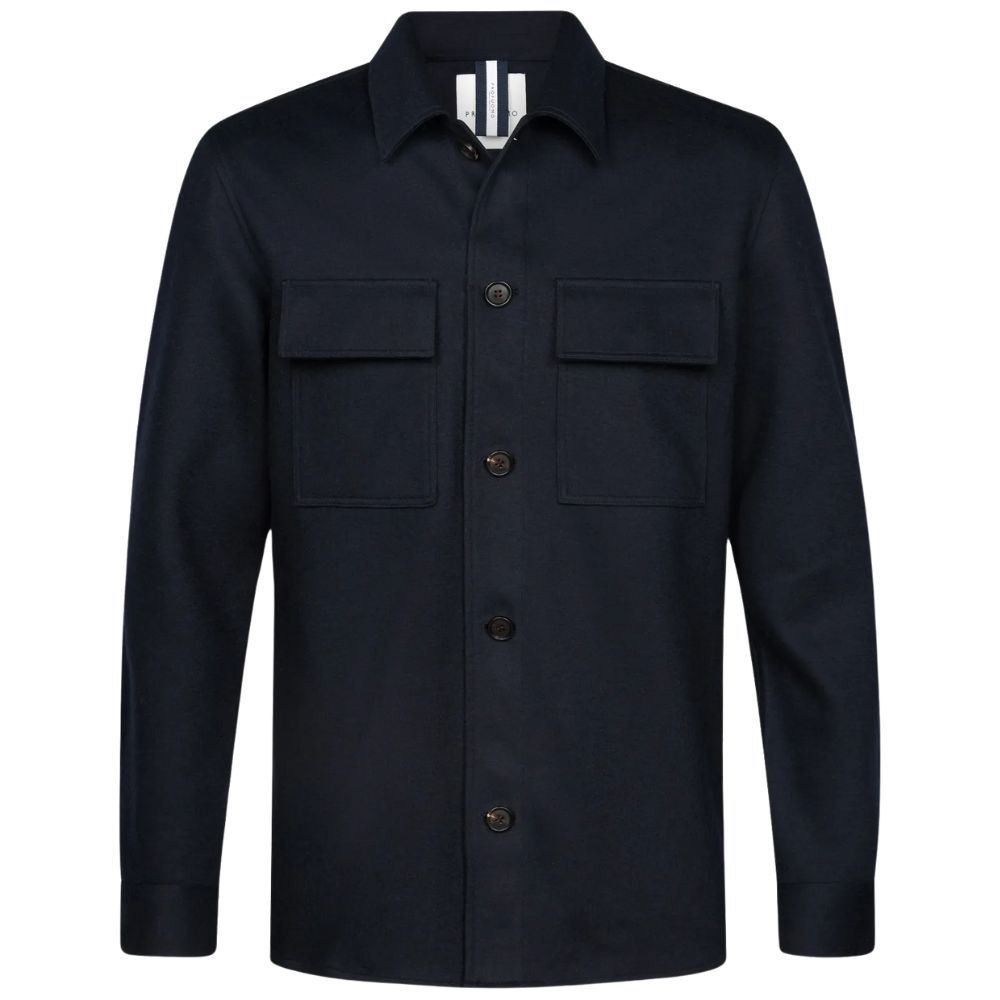 Profuomo Wool Knitted Overshirt - Navy