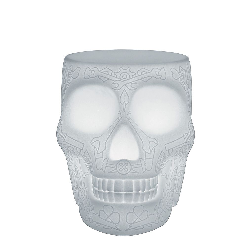 Qeeboo Skull Stool Table LED Outdoor White