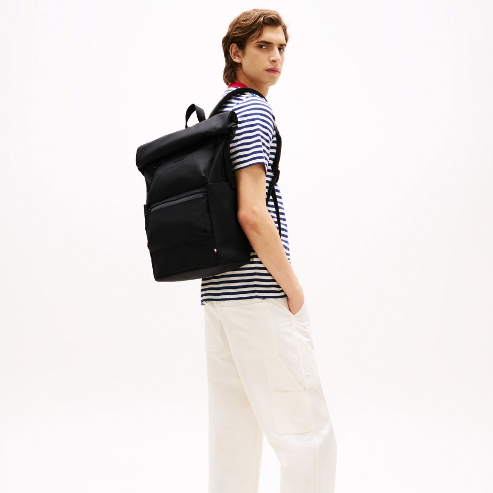 Tommy Hilfiger Rolltop Backpack - Black