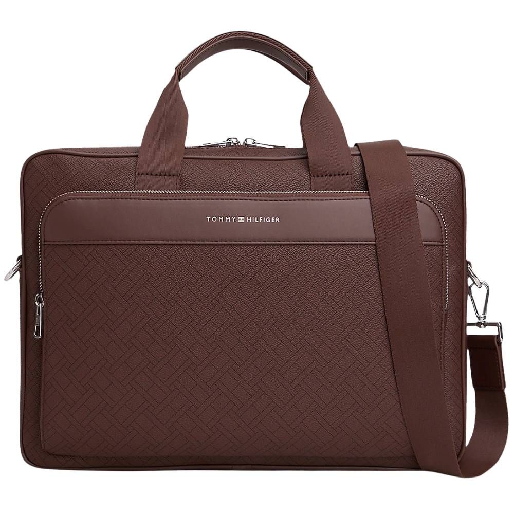 Tommy Hilfiger Monogram Flag Laptop Bag - Brown