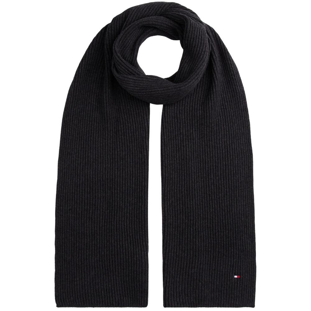Tommy Hilfiger Ribbed Flag Scarf - Charcoal Grey
