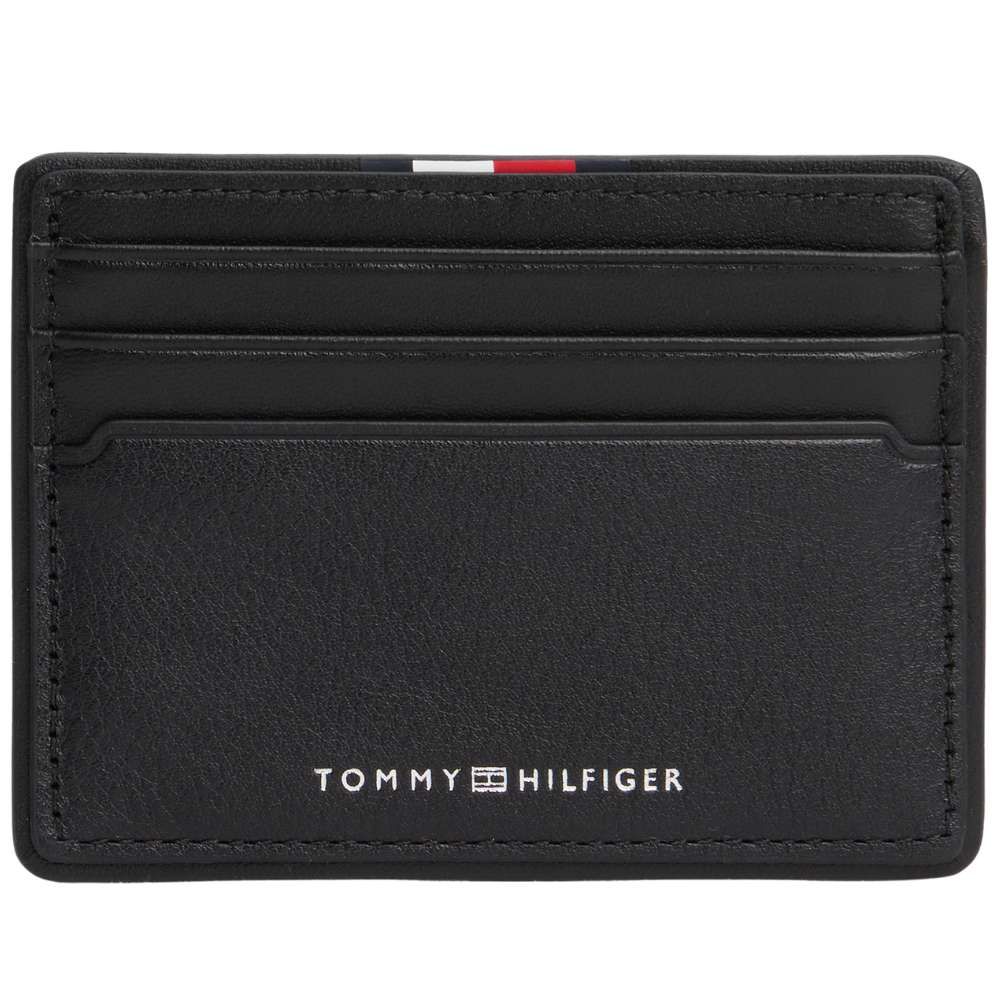 Tommy Hilfiger Signature Leather Credit Card Holder - Black
