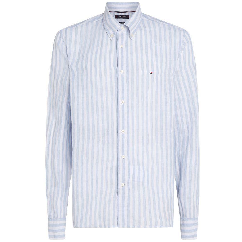 Tommy Hilfiger Striped Linen Shirt - Light Blue