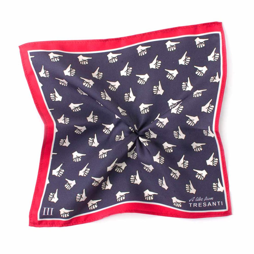 Tresanti silk pocket square thumbs up
