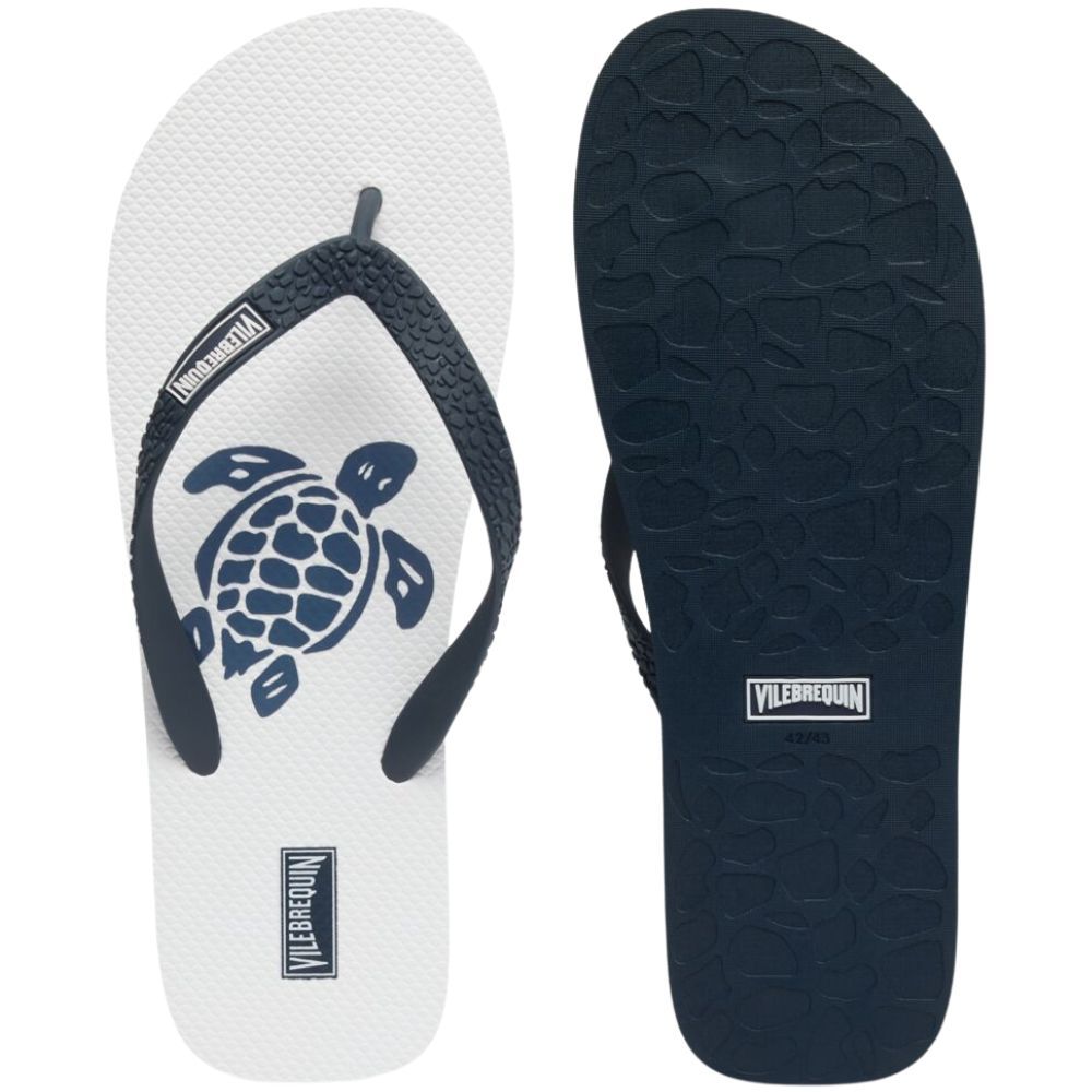 Vilebrequin Beach Flip Flops Turtle - White