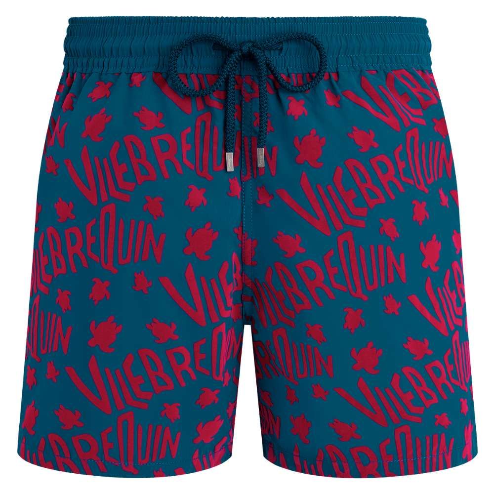 Vilebrequin Velvet Flocked Turtles Logo Swim Shorts - Blue