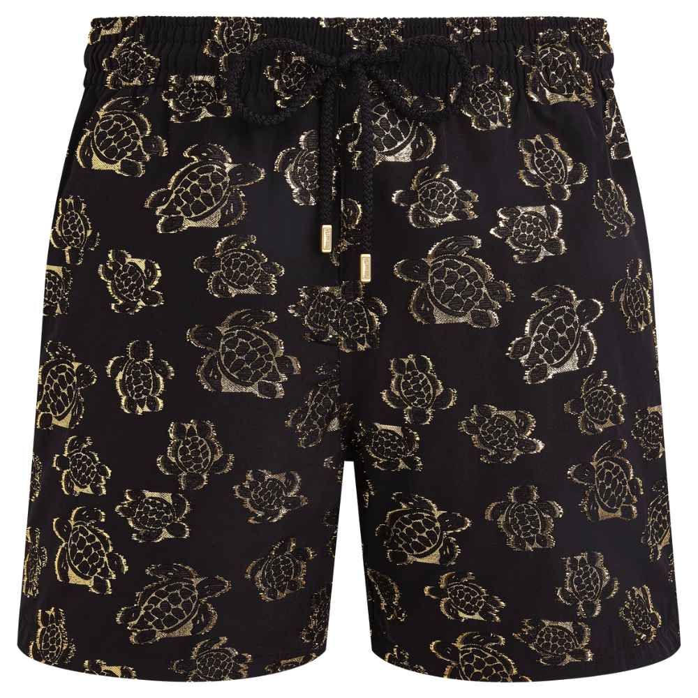 Vilebrequin Swim Shorts Jacquard Turtles - Black
