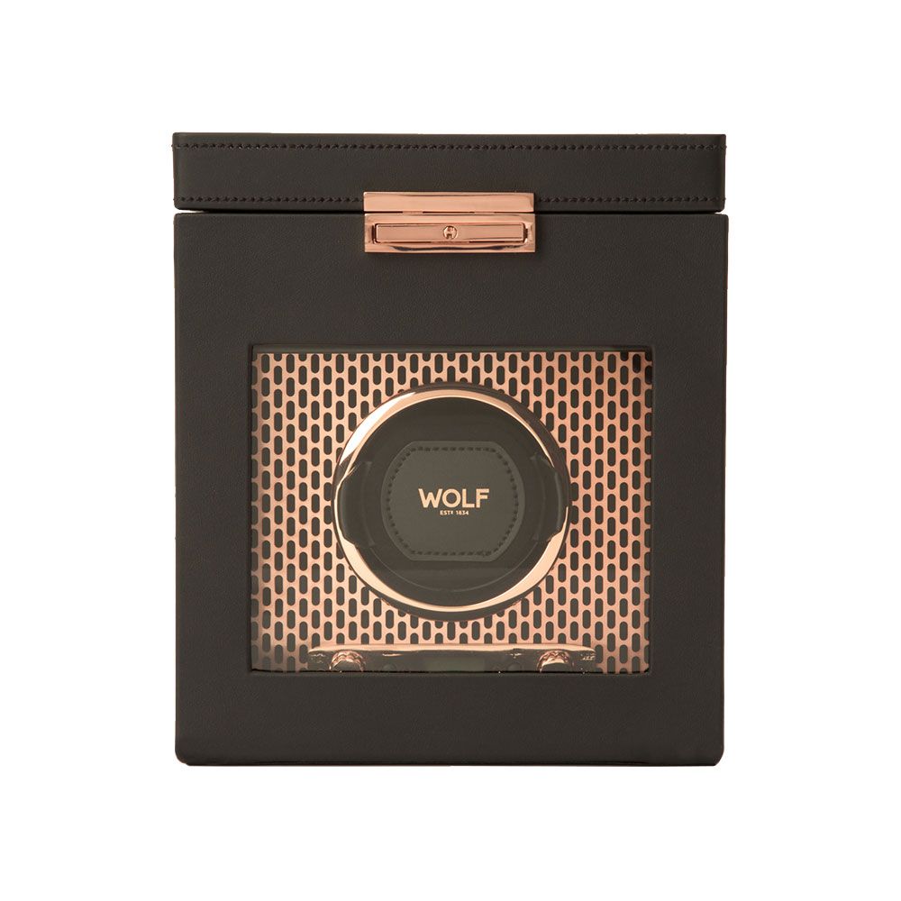 WOLF Axis Single Watch Winder With Storage Copper