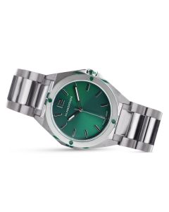 Brunmontagne Representor watch steel strap - silver/green