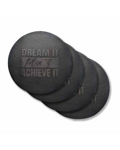 leather coasters black set of 4 dream it plan it achieve it