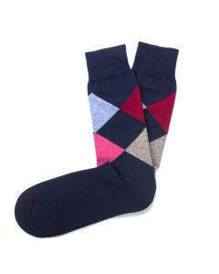 Tresanti cotton socks navy checkered red