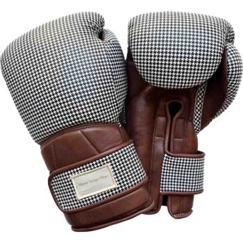 Modest Vintage Player Skórzane rękawice bokserskie Elite Houndstooth - brązowe