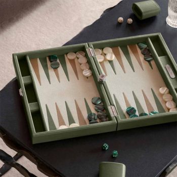 Hector Saxe Læder Backgammon - Kaki