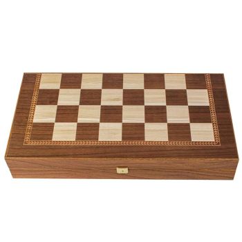 Manopoulos Wooden Chess & Backgammon Replica Set - Walnut Brown