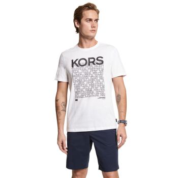 Michael Kors Koszulka z logo Newsprint - biała