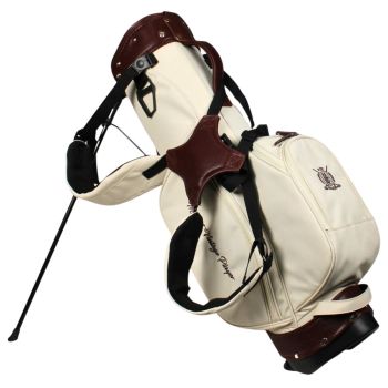 Modest Vintage Player Leather Golf Bag Stand - Cream Canvas