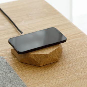 Oakywood Geometryczna bezprzewodowa podkładka ładująca - dąb