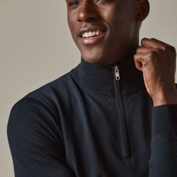 Profuomo Luxury Basic Pullover Half Zip - Granatowy
