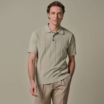 Profuomo Polo w paski Aero Ease - Beżowy