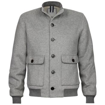 Profuomo Knitted Bomber Jacket - Grey